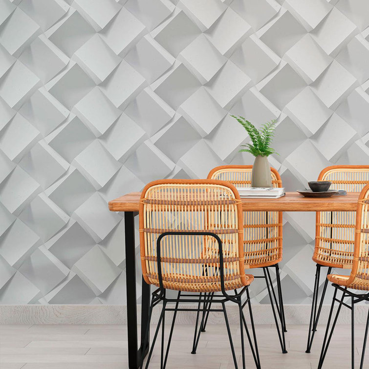 Wrought Studio Geometric Grey Bricks 96" L X 24" W Peel And Stick